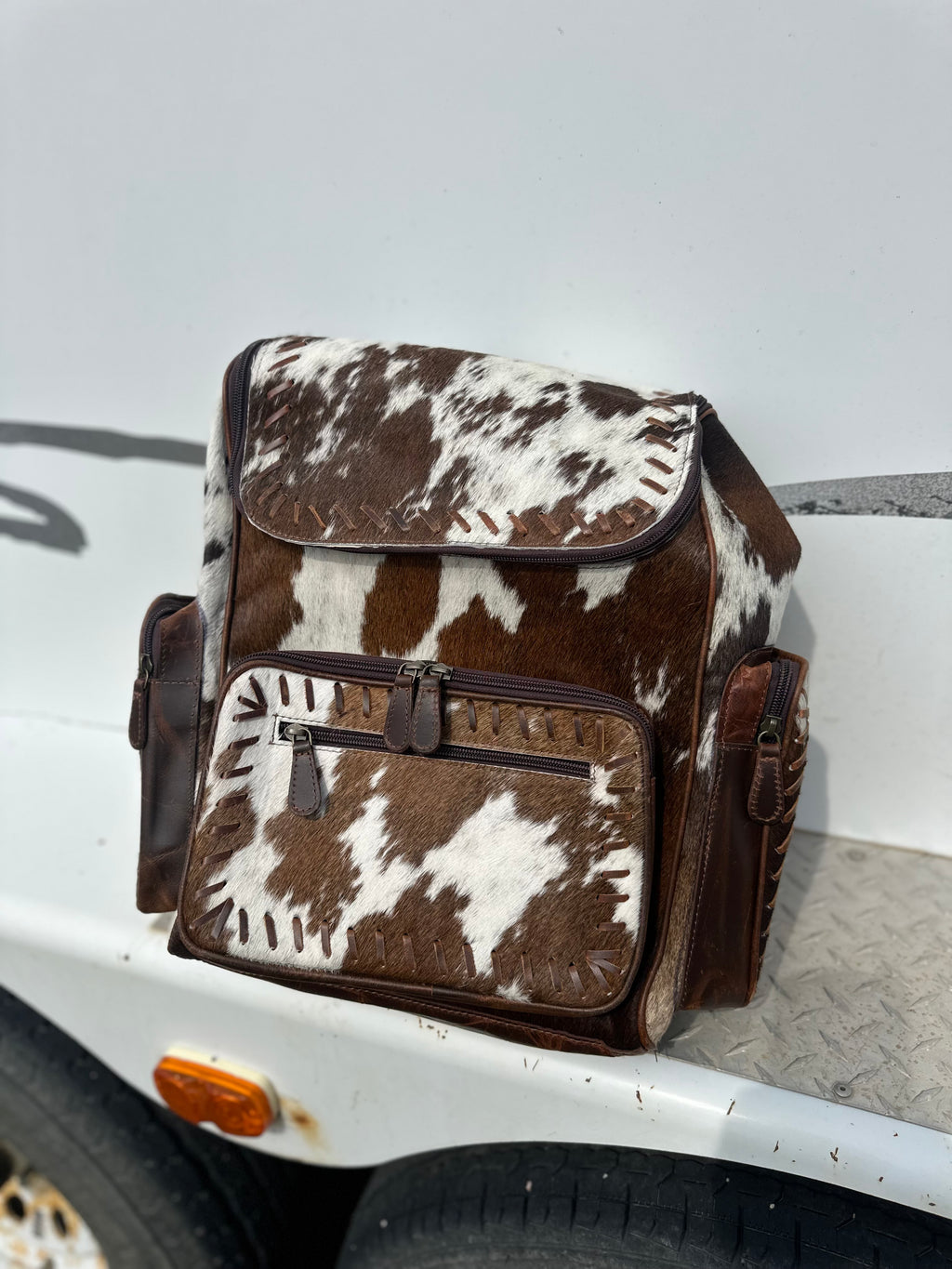 Cowhide Backpack-Multi pocket design