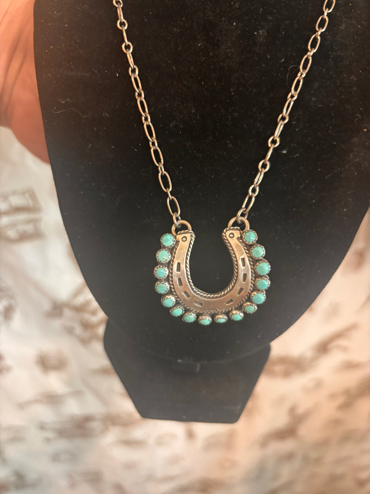 Sterling silver with Kingman turquoise-Native Emer Thompson signed stamped Sterling