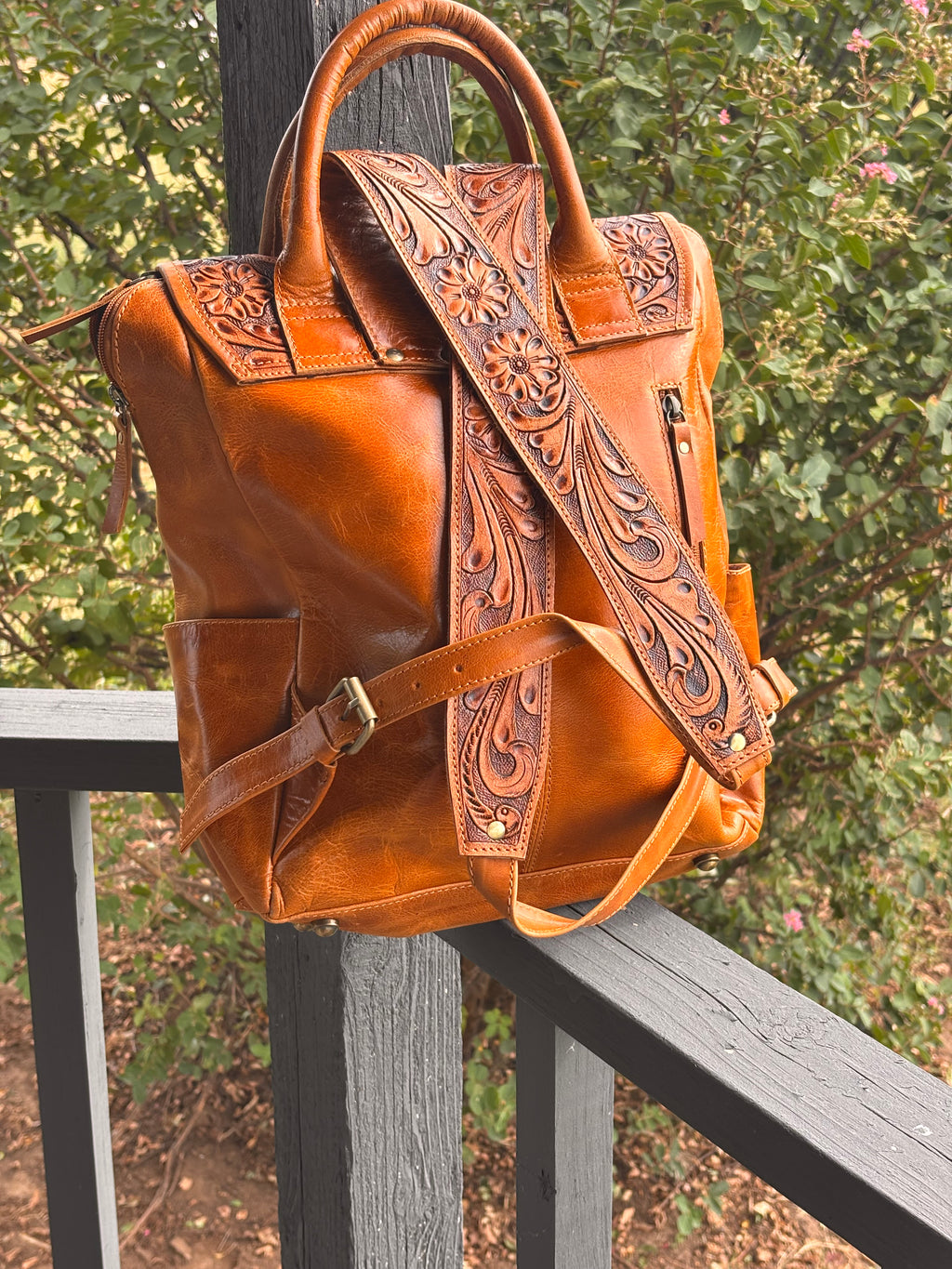 Leather & cowhide backpack
