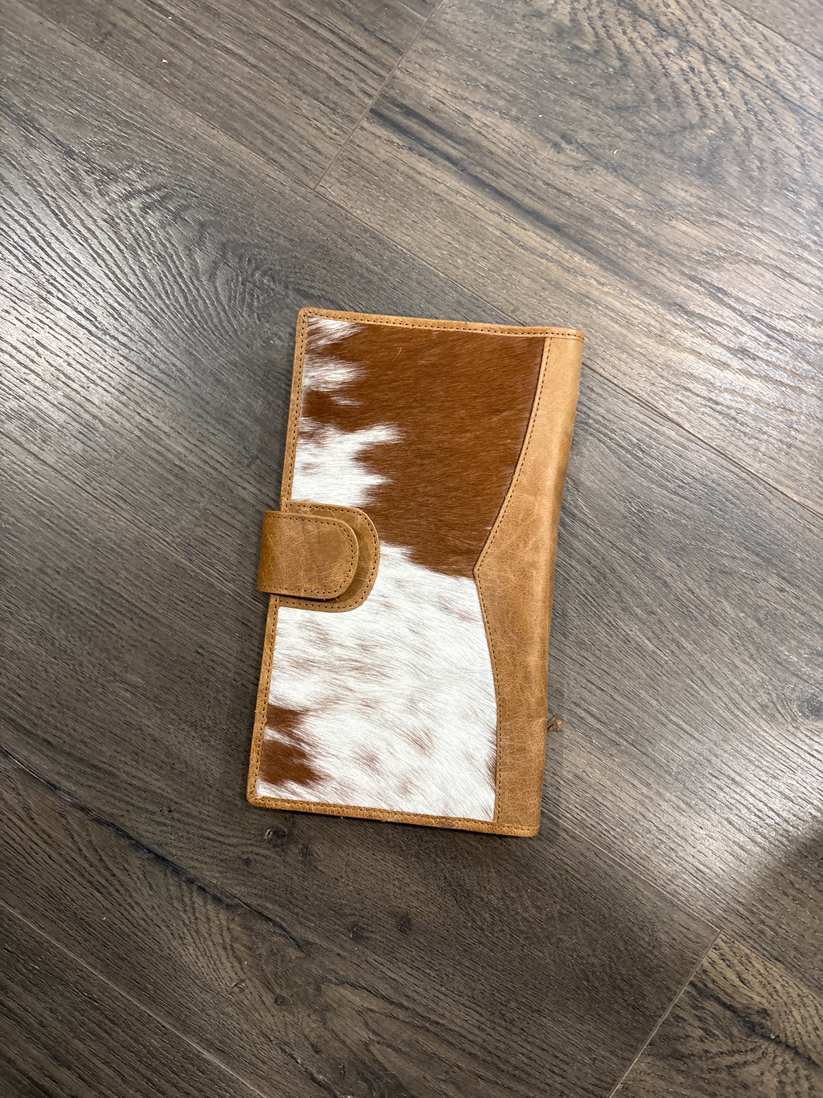 Large leather and cowhide multi pocket wallet