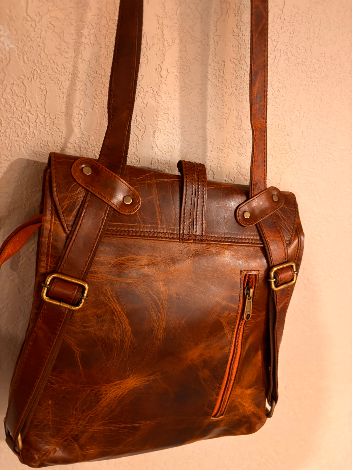 Leather convertible backpack