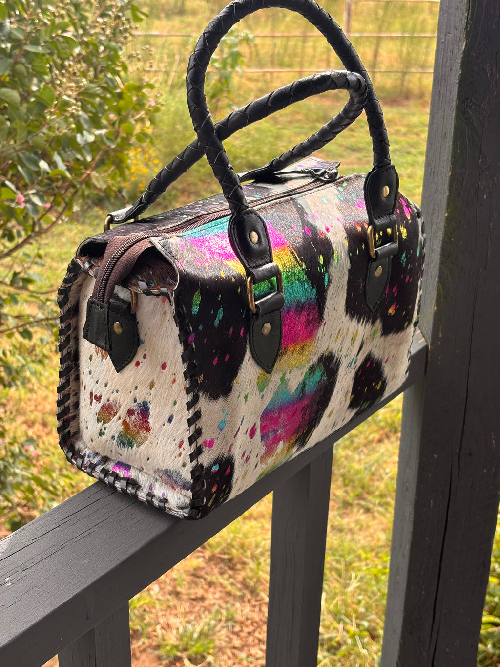 Rainbow splatter medium 11” speedy bag