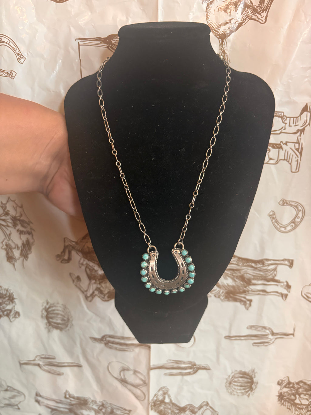 Sterling silver with Kingman turquoise-Native Emer Thompson signed stamped Sterling