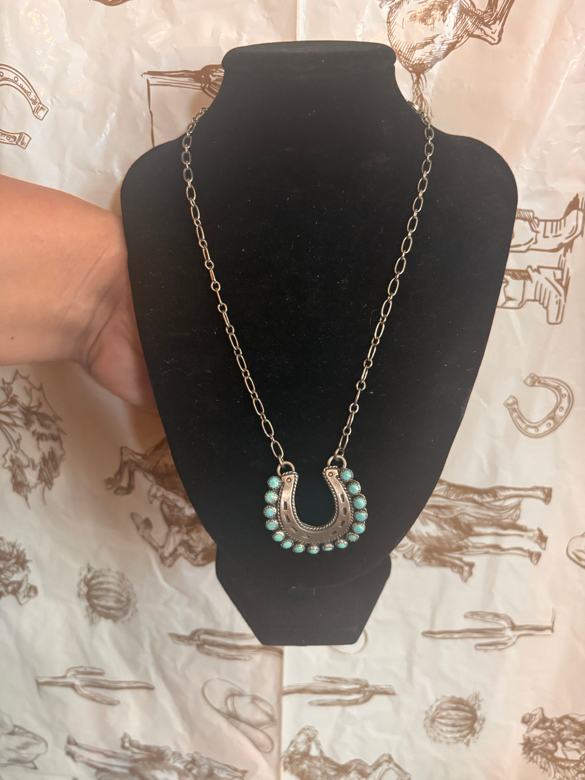 Sterling silver with Kingman turquoise-Native Emer Thompson signed stamped Sterling