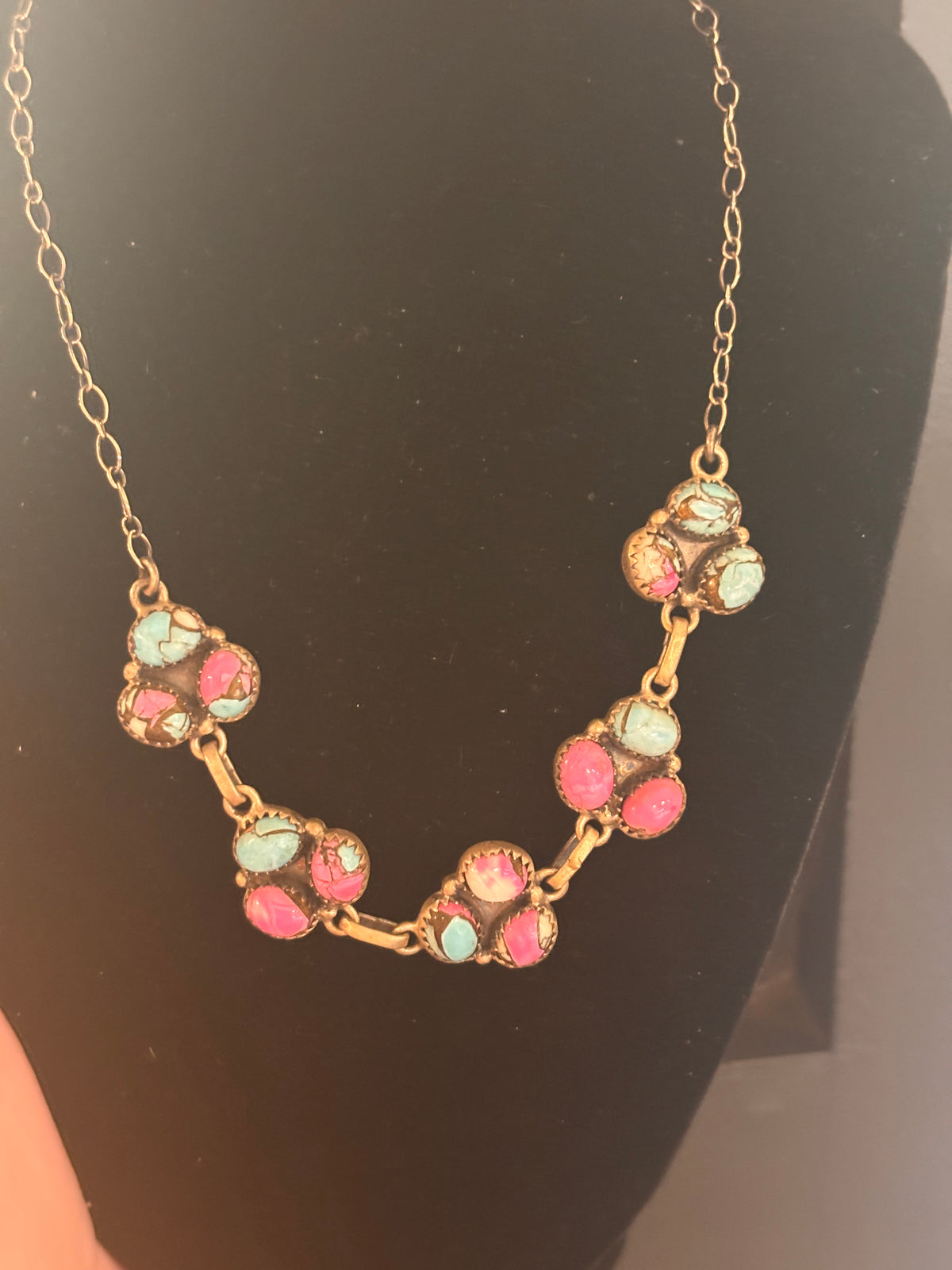 Cotton candy, sterling silver choker