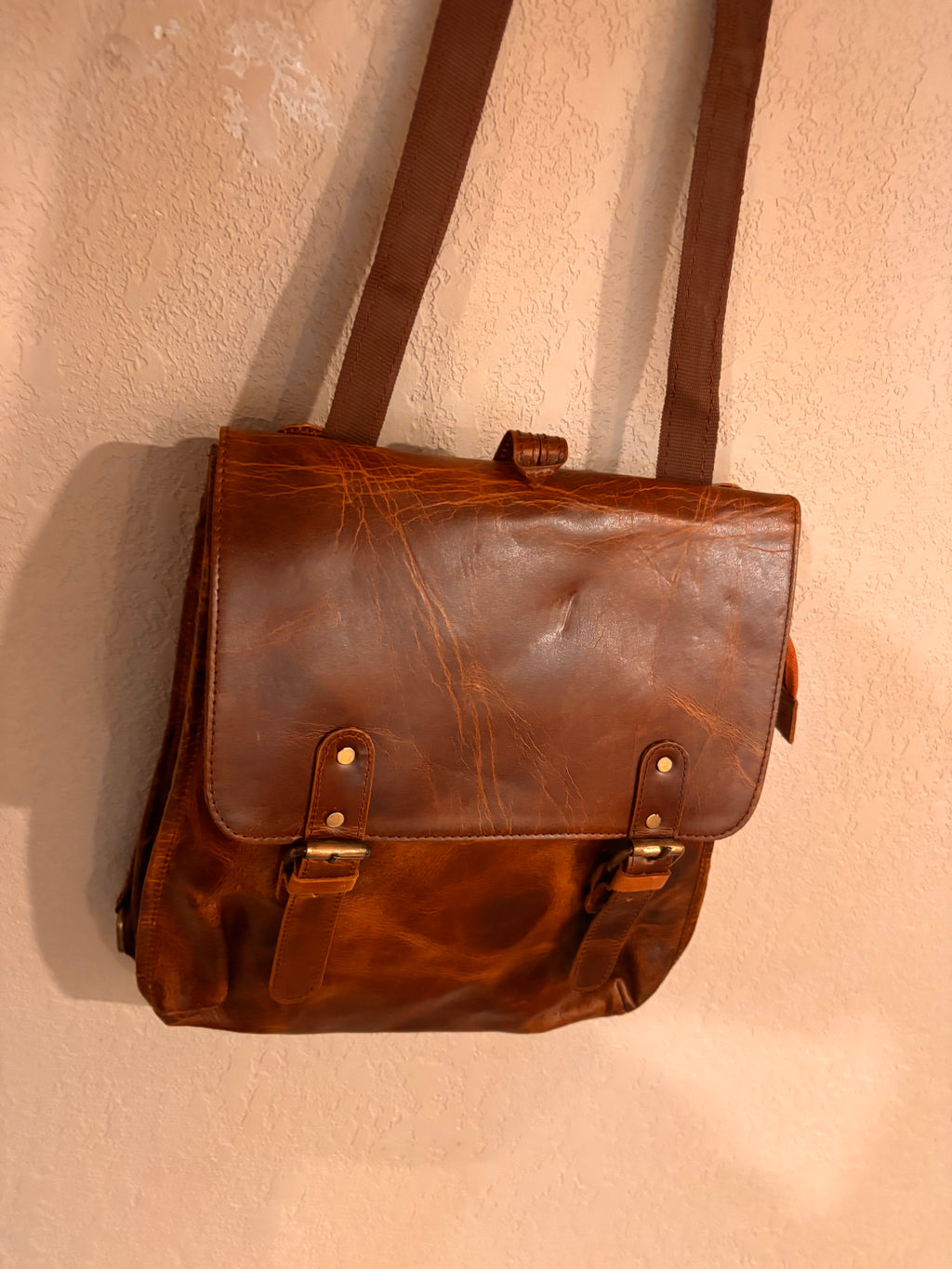 Leather convertible backpack