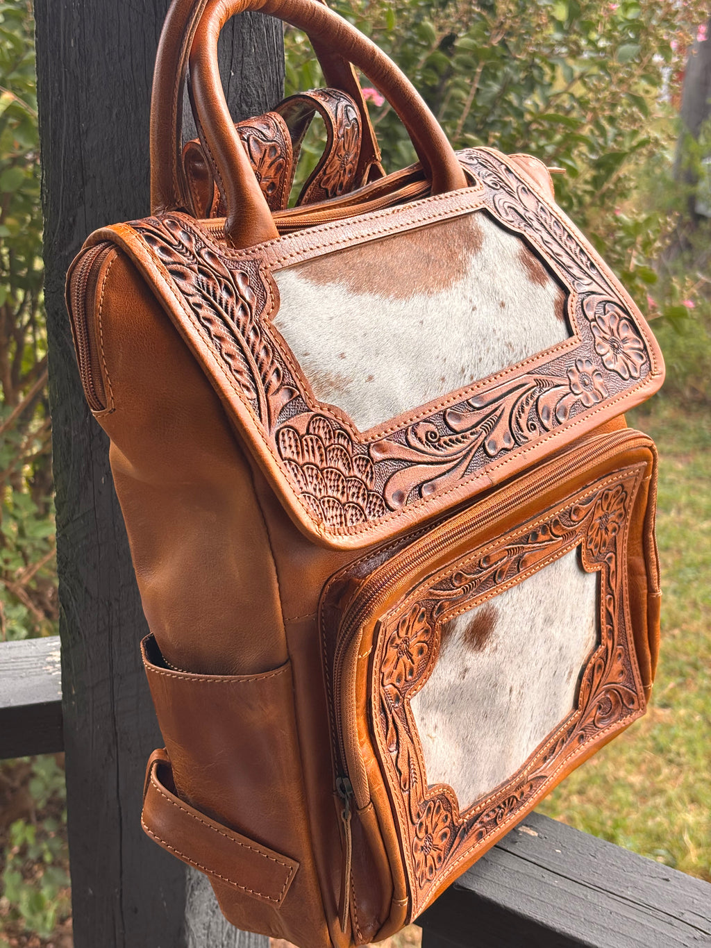 Leather & cowhide backpack