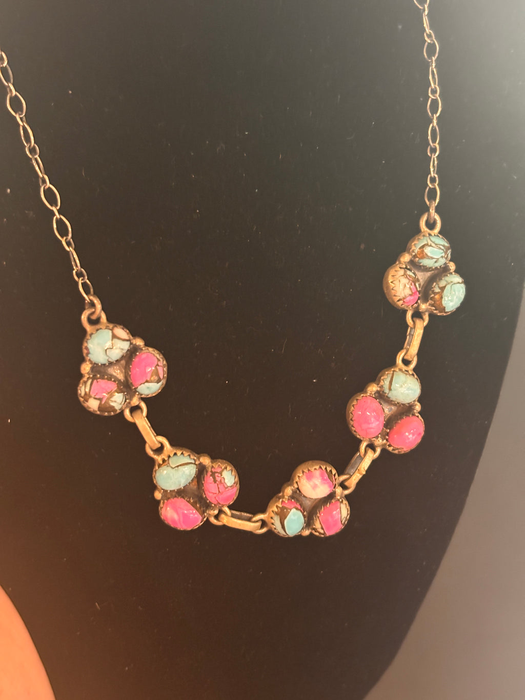 Cotton candy, sterling silver choker
