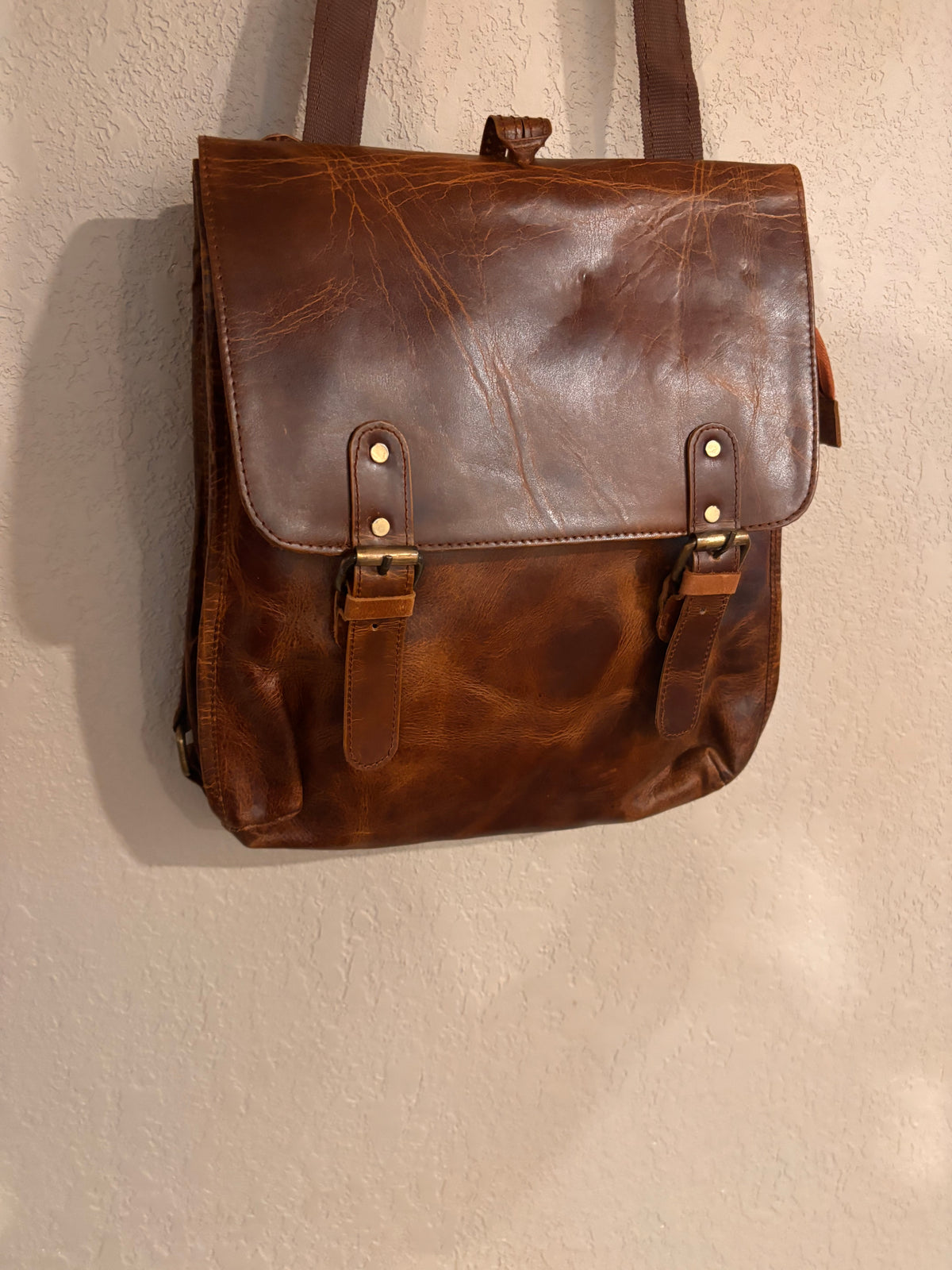 Leather convertible backpack