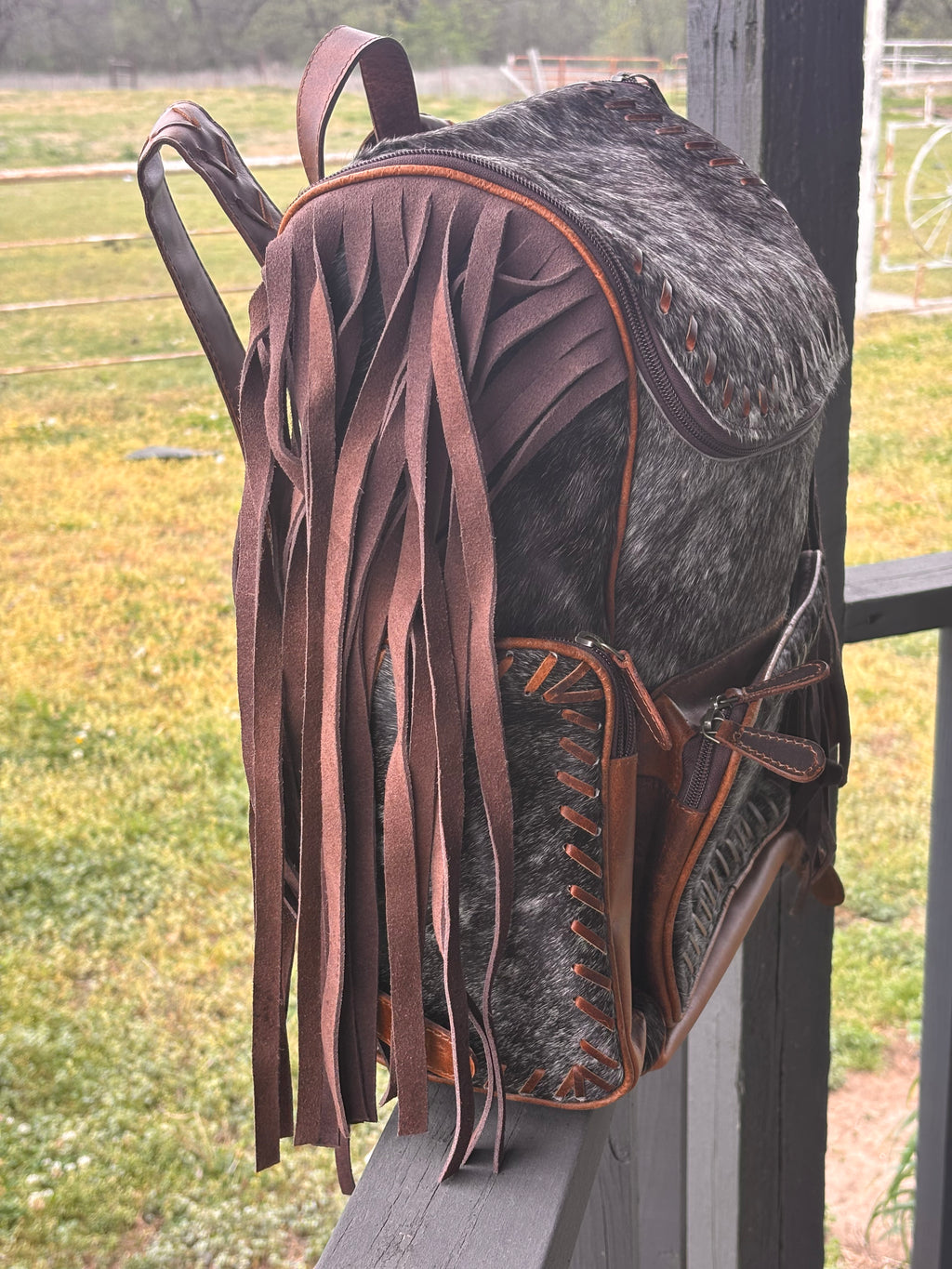 Cowhide Backpack-Multi pocket design