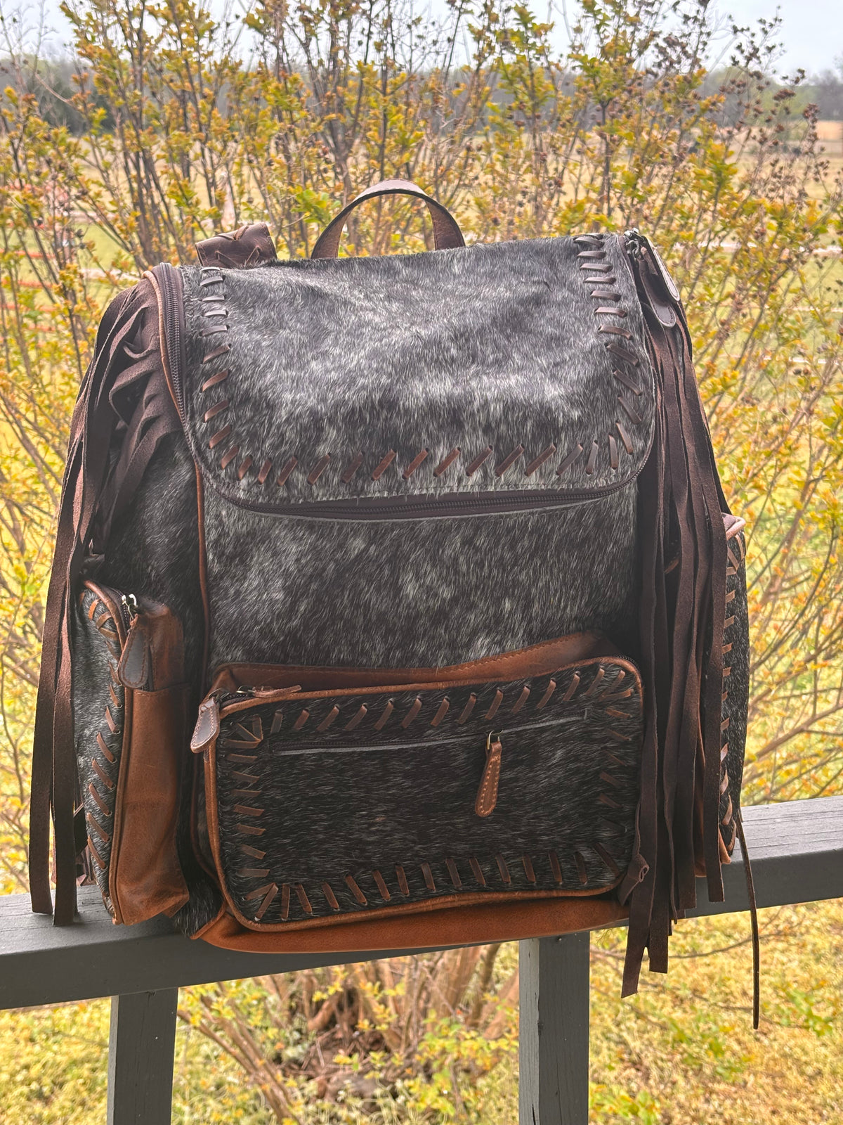 Cowhide Backpack-Multi pocket design