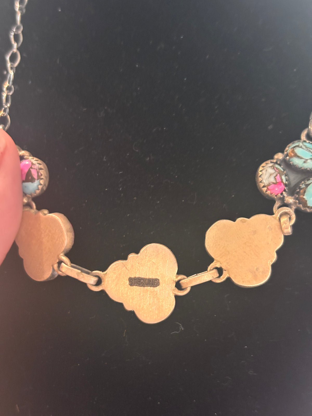 Cotton candy, sterling silver choker