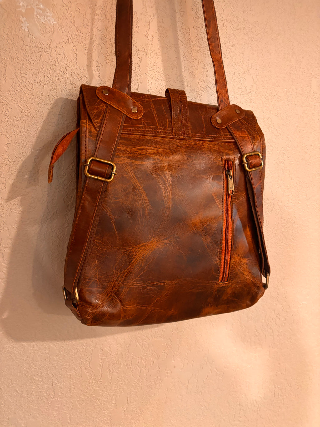 Leather convertible backpack