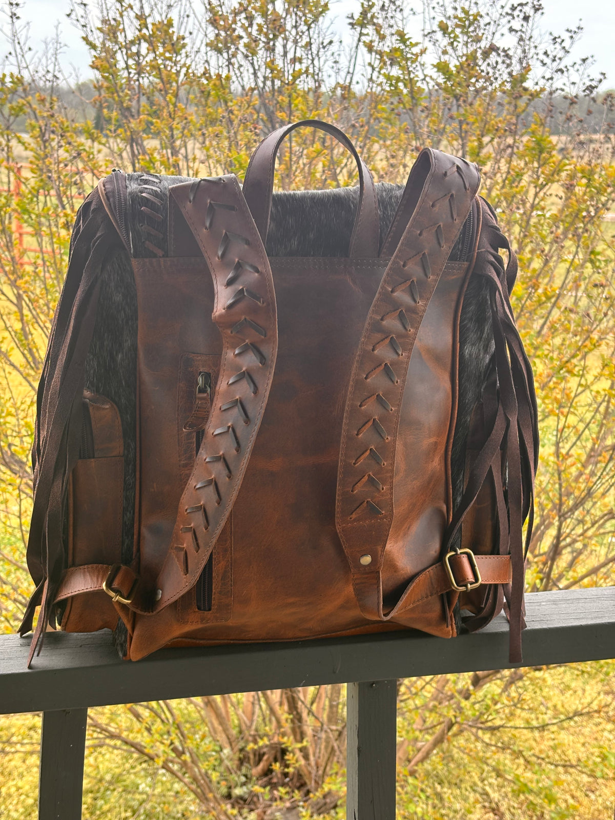 Cowhide Backpack-Multi pocket design