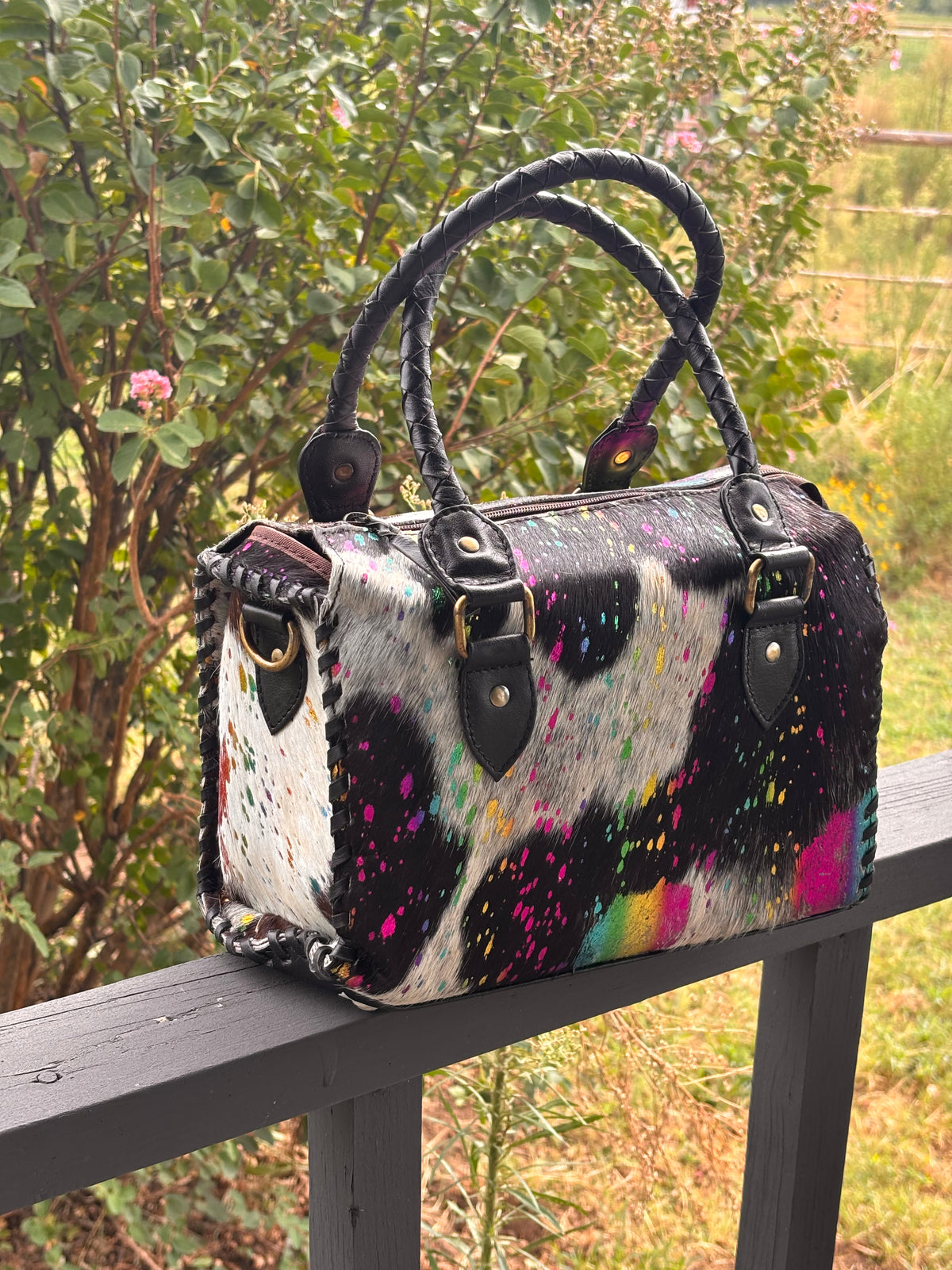 Rainbow splatter medium 11” speedy bag