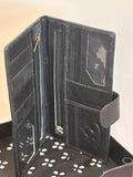 Large leather and cowhide multi pocket wallet