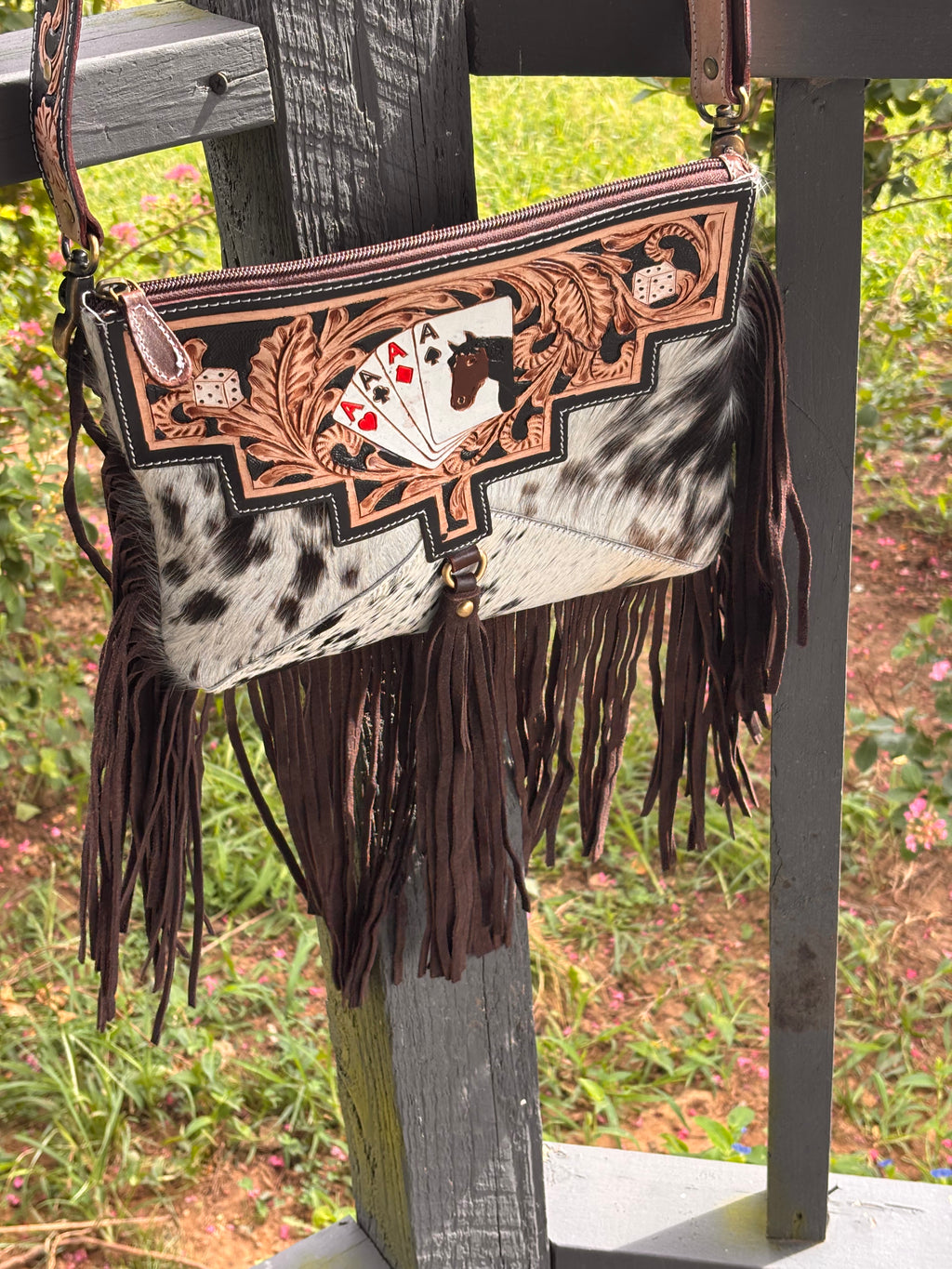 Horse & Card 2 piece Wallet and fringe purse set
