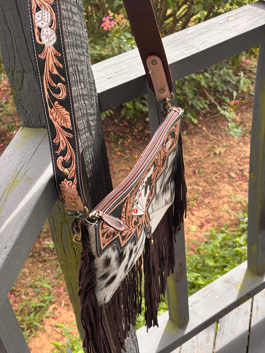 Horse & Card 2 piece Wallet and fringe purse set