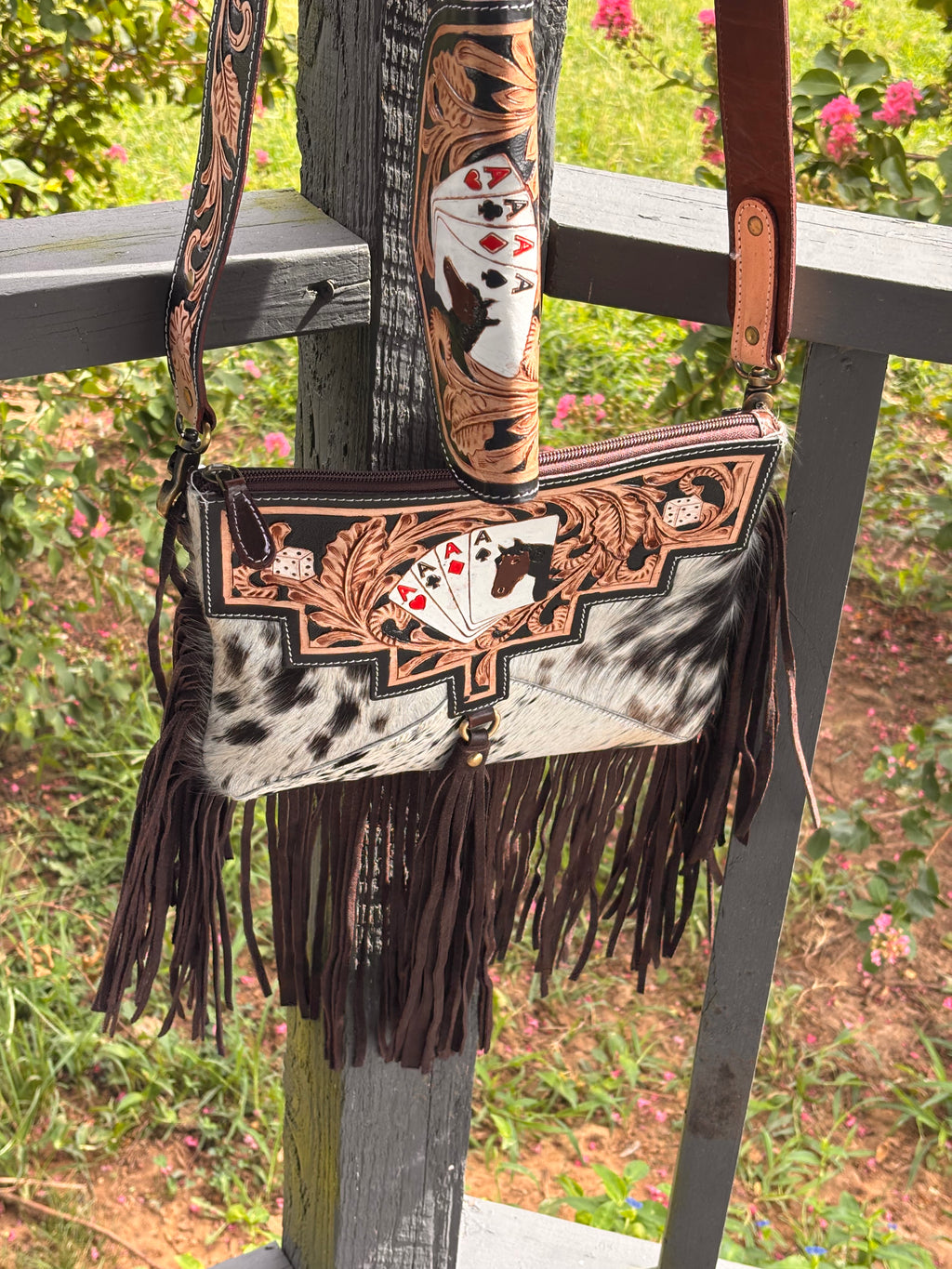 Horse & Card 2 piece Wallet and fringe purse set