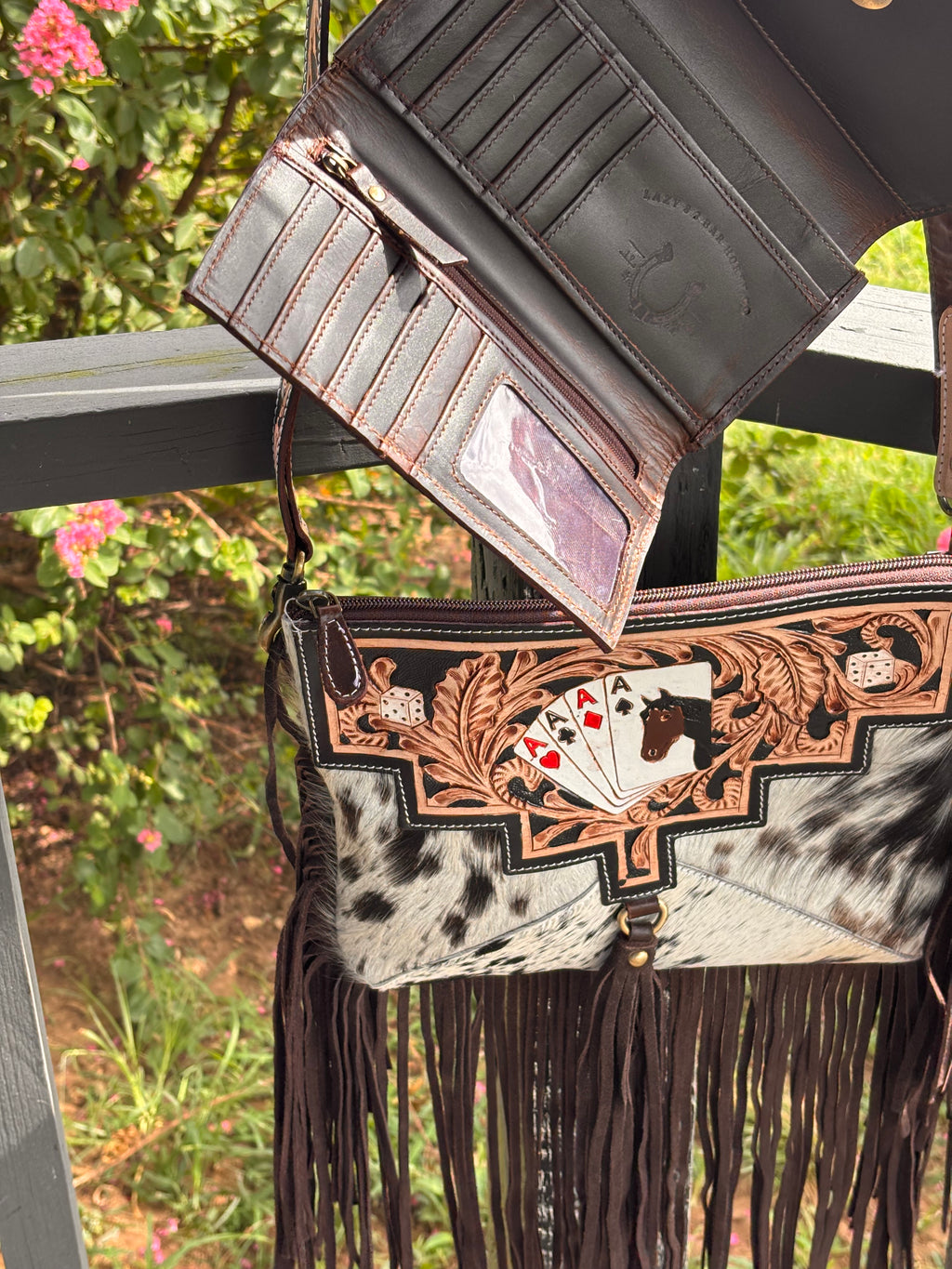 Horse & Card 2 piece Wallet and fringe purse set
